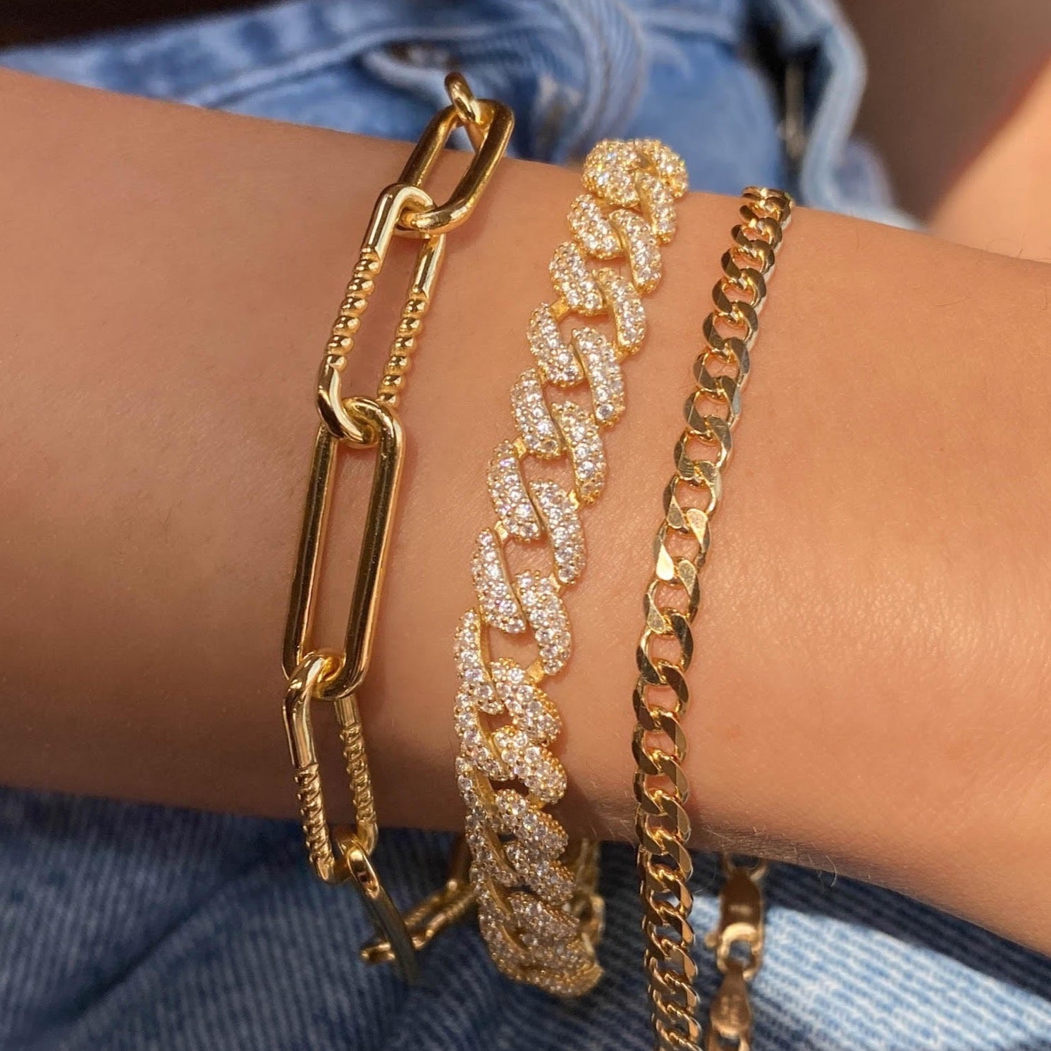 Gold Studded Cuban Bracelet